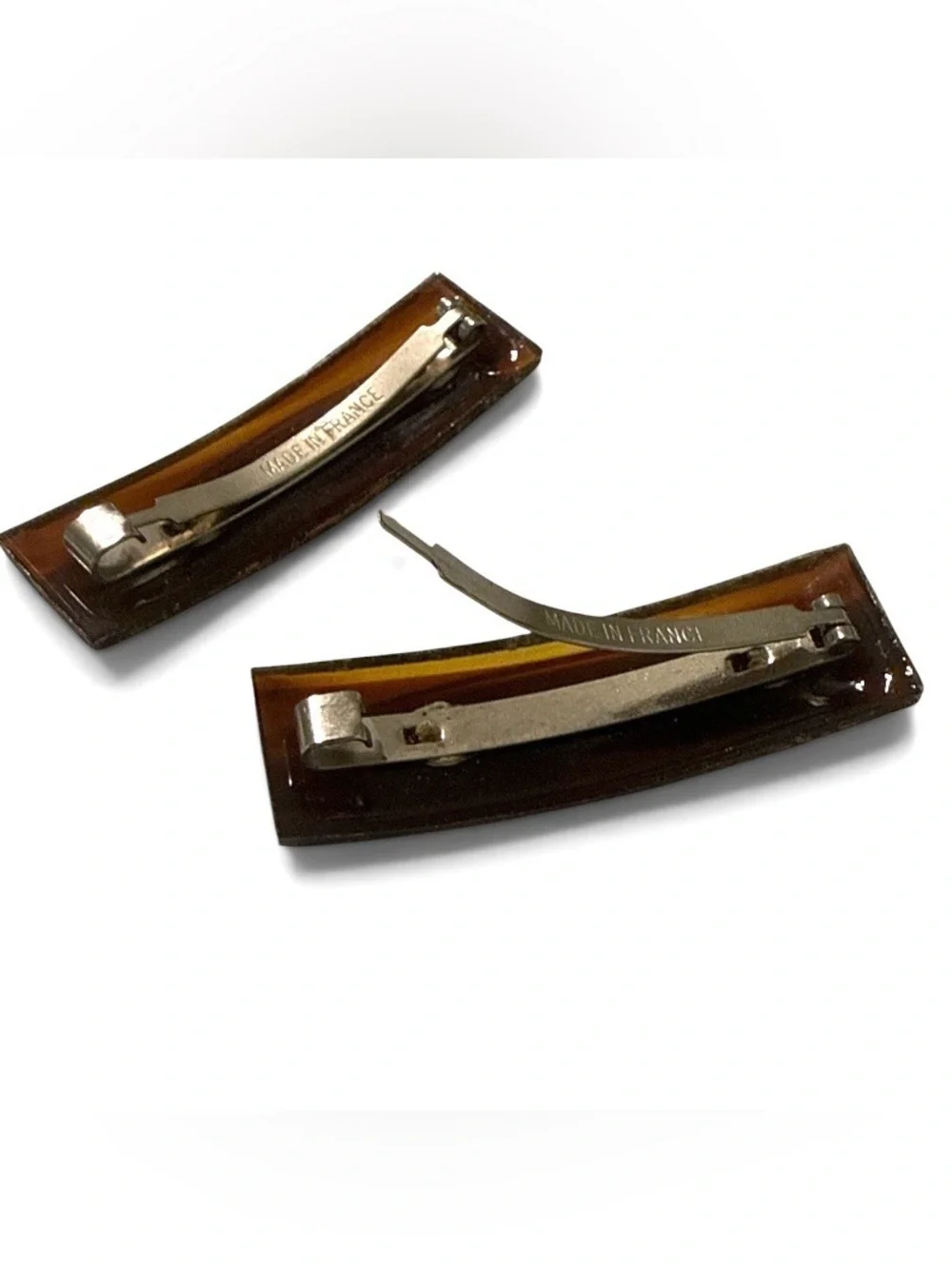 1970’s French Barrettes in Tortoiseshell, Rectangular Shape, 1.75” ,Deadstock